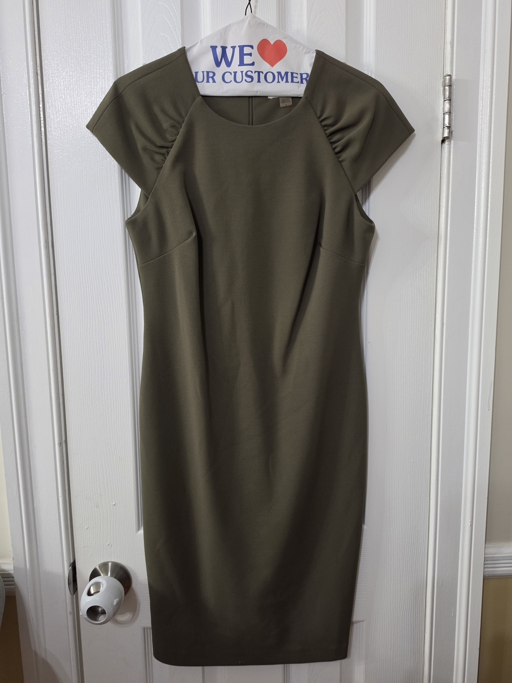 Calvin Klein Olive Midi Sheath Dress